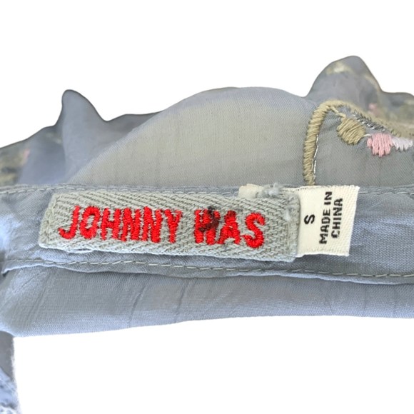 Johnny Was Women Embroidered Floral Mayan Tunic in Fog Small Scalloped Hem - Picture 6 of 16